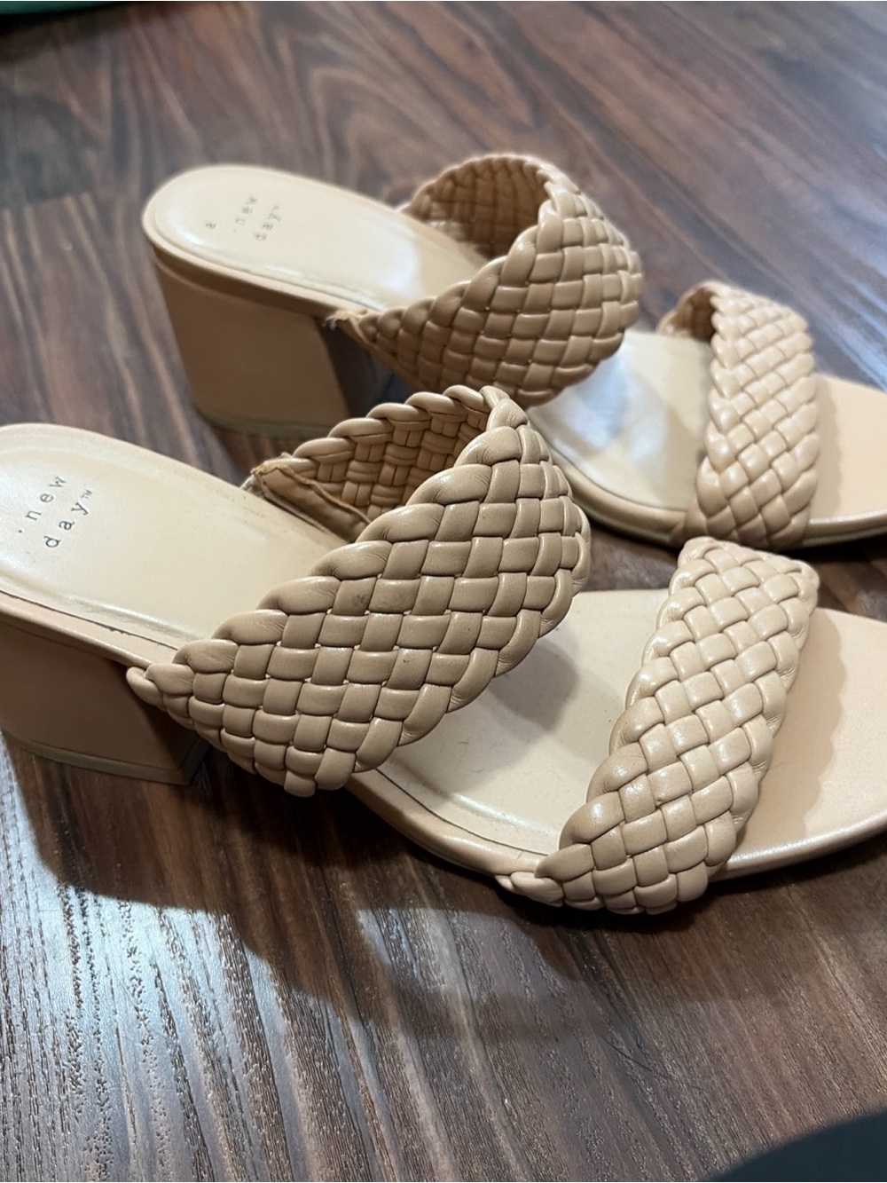 Target Braided Two-Strap Block Heel Mules - Beige
